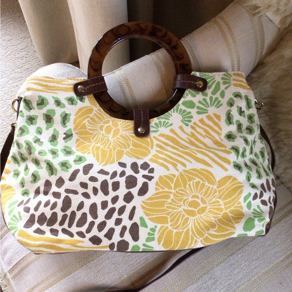 Relic tortoise shell handle canvas handbag - Picture 9 of 9